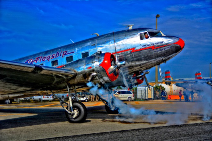 An interesting picture where an HDR edit has drawn out the colors and emphasized the smoke boiling out of the motors. The only sour note is the fractured background. Photo: CrackerTwice