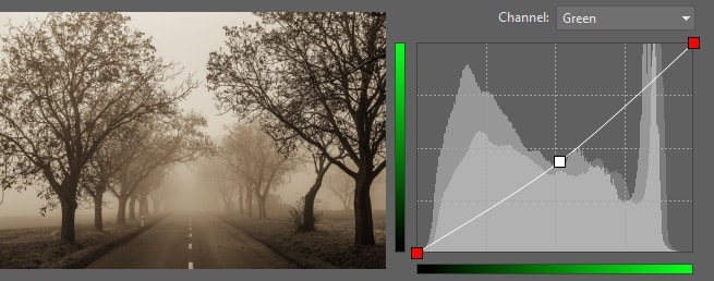 The neutral sepia here was built up from a pure black and white picture.
