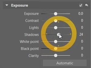 Brightening shadows.