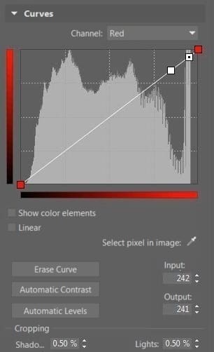 Curves—red channel.