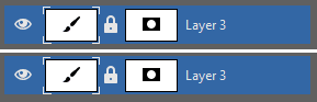 You can edit either the actual picture on a layer (the top image) or the layer’s mask (bottom).