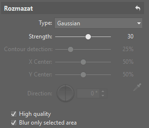 The blurring settings. Use these to set up the main effect.