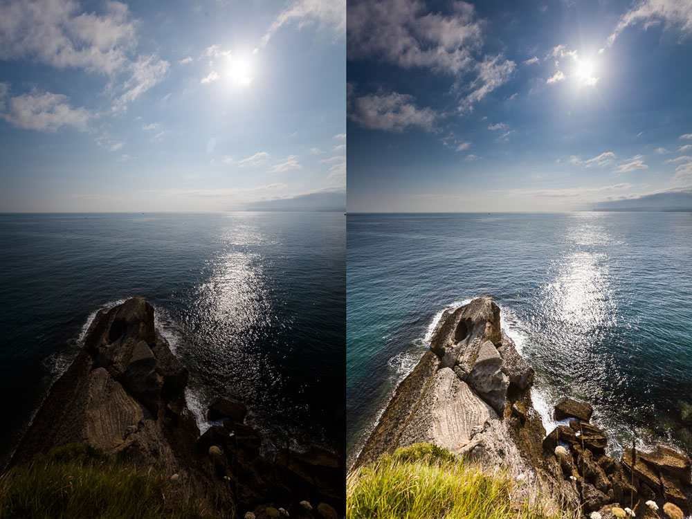 Left: before edits. Right: after edits. Canon 5D Mark II, Canon EF 16–35/2.8 II, 1/400 s, f/7.1, ISO 100, focal length 16 mm