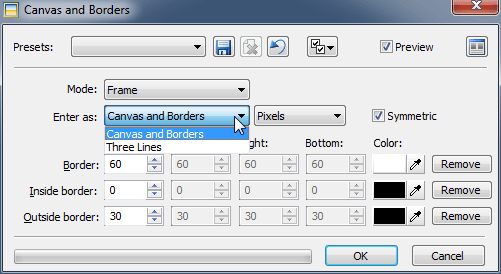 Selecting the style of frame