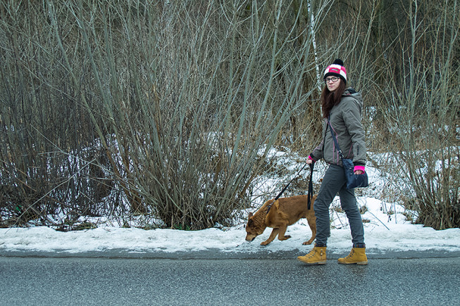 Both the girl and the dog are still roughly on one of the “thirds” intersections, and now their movement is leading “into” the photo. Photo: Majo Eliáš