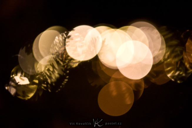 A view through the branches of a Christmas tree. Canon EOS 5D Mark II, EF Canon EF 70–200 mm f/2.8L II IS USM, 1/50 s, f/2.8, ISO 3200, focus 168 mm. Photo: Vít Kovalčík