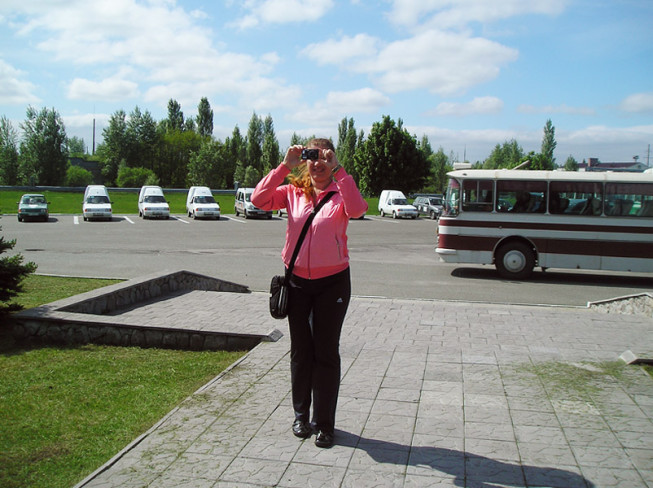 Oksana, our guide, taking a group photo.