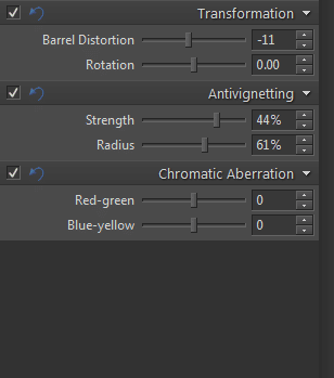 Correcting vignetting