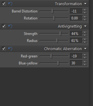 The final settings in the Lens tab