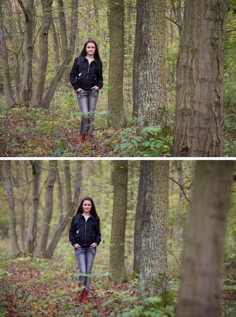 Comparing extremes. Top: Canon 350D (crop factor 1.6), Canon EF-S 18-55/3.5-5.6, 1/80 s, F5.6, ISO 400, focus 55 mm; Bottom: Canon 5D Mark III (Full frame), Canon 85/1.8, 1/200 s, F1.4, ISO 100, focus 85 mm