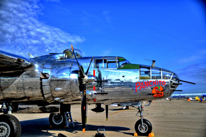 "Panchito nose-art" was taken by photographer Jim Allen with a Nikon D-7000 camera; I used the Quick Edits in Zoner to create over- and under-exposed images and enhanced each with clean-up; then under Create, I used HDR Tone Mapping, with the Brightness setting. Then touched up the results with Quick Edits.