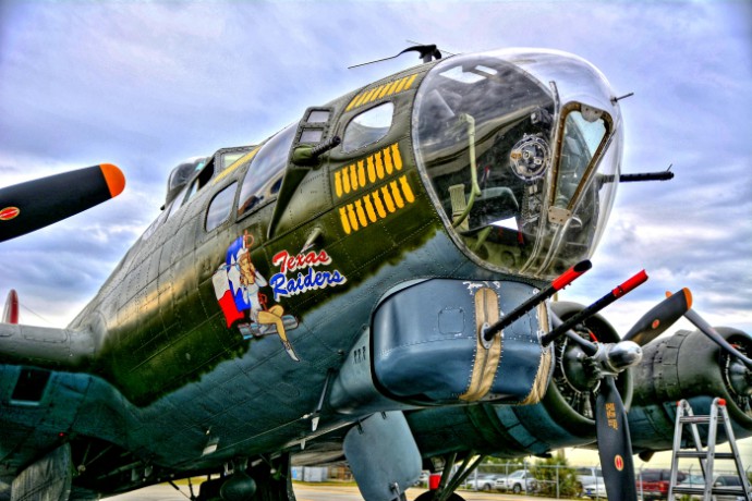 "Texas Raider nose-art" was taken by photographer Jim Allen with a Nikon D-7100 camera; I used the Quick Edits in Zoner to create over- and under-exposed images and enhanced each with clean-up; then under Create, I used HDR Tone Mapping, with the Brightness setting. Then touched up the results with Quick Edits and the cloning stamp.