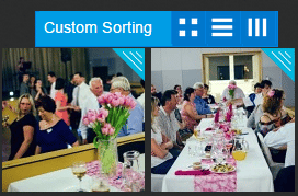 To sort photos manually, use the Manual Sorting option. The photo previews turn into small squares with blue corners. Use the mouse to move them around as needed.