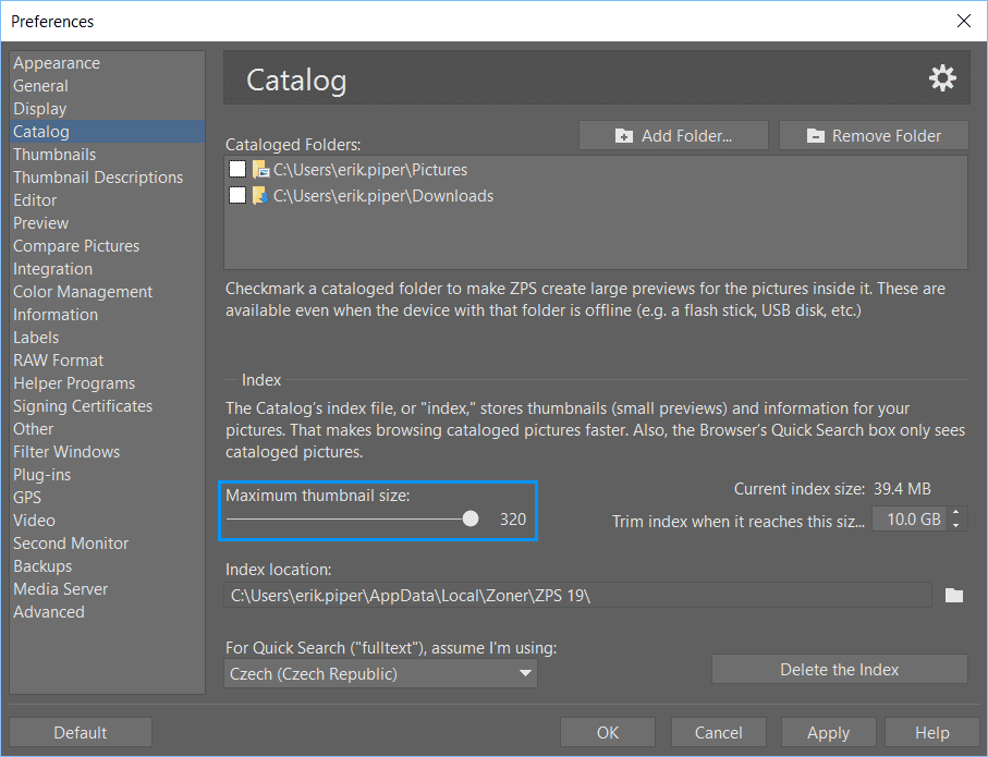 Visit the Catalog preferences to adjust the maximum size of the thumbnails in the Manager.