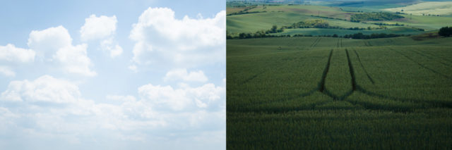 Two different scenes, each with a very small dynamic range individually.