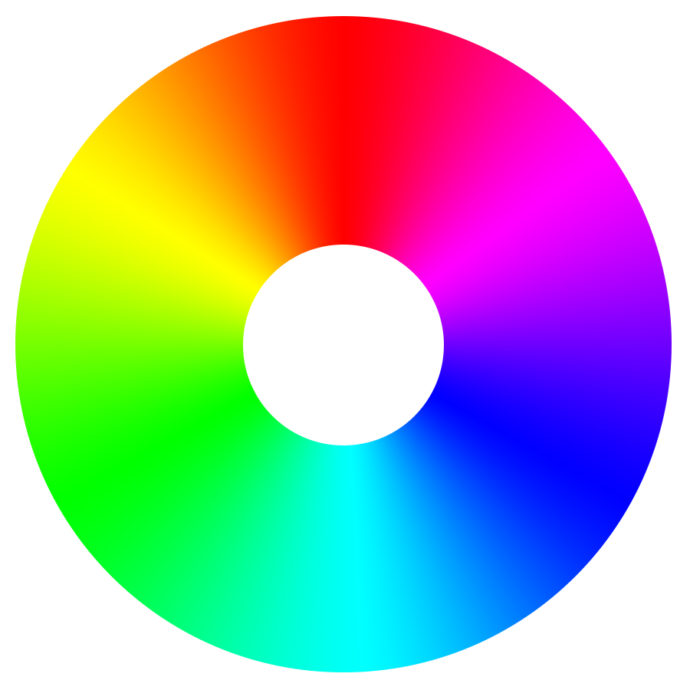 A basic diagram of primary and complementary colors. This is a great tool to have around when you’re seeking high-contrast colors.