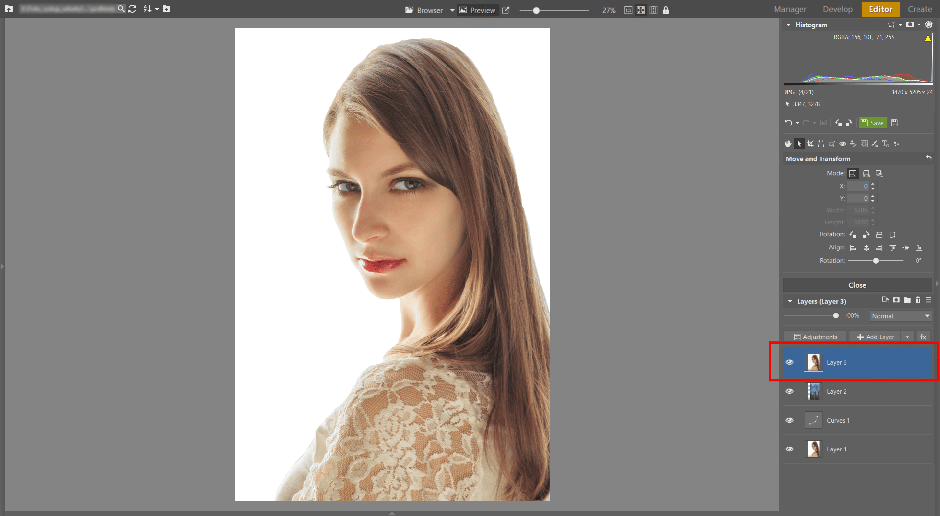 Learn to Create a Double Exposure Effect in Zoner Studio - 3rd layer