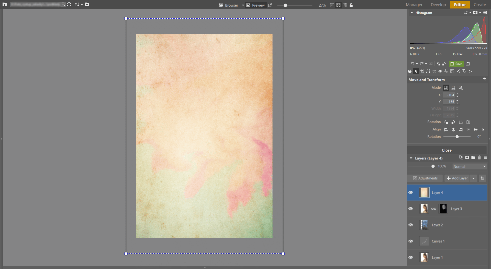 Learn to Create a Double Exposure Effect in Zoner Studio - adding texture