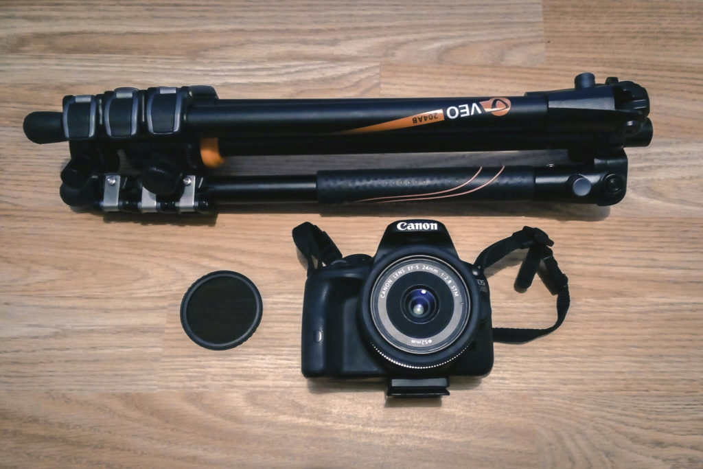 Equipment used—Canon EOS 100D, ND filter with an extension factor of 2 EV (ND4), and a Vanguard Veo 204 AB tripod