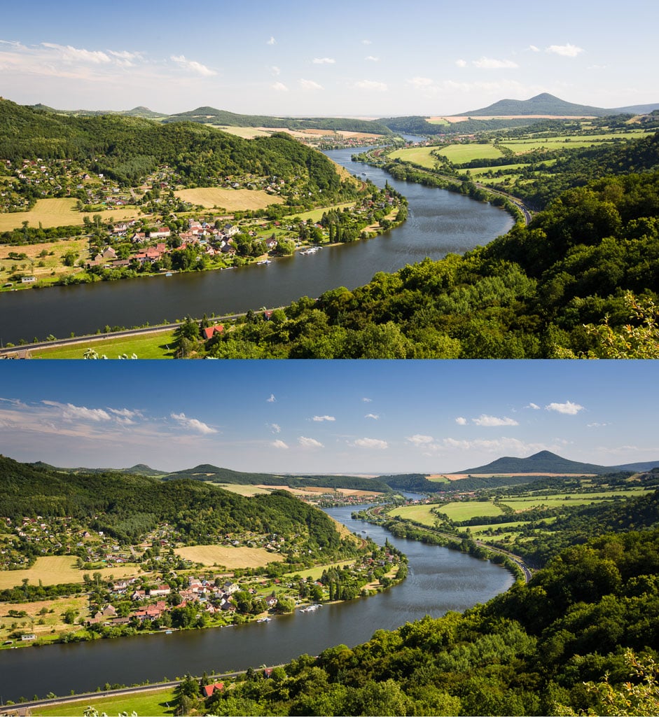 A gradient filter used to darken the sky (above: before applying it; below: after). Canon 5D Mark III, Canon EF 16-35/2.8 II, 1/50 s, f/9.0, ISO 100, focal length 31 mm