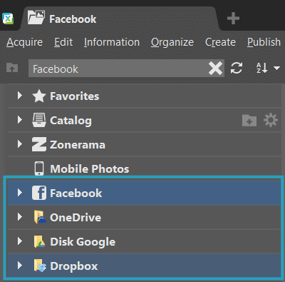 Now you can access your photos on the most popular cloud services and on Facebook directly from the Navigator.