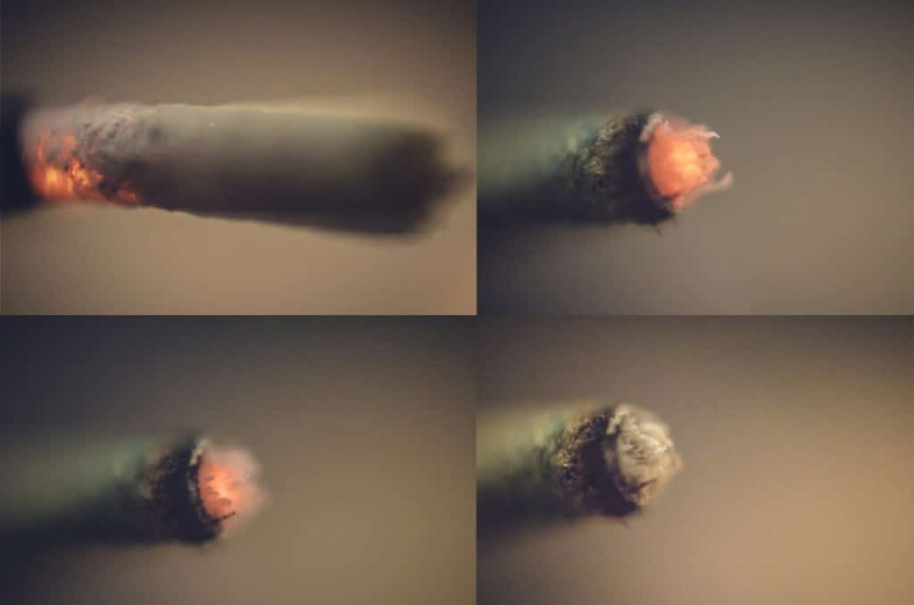 Various phases in the burning of the incense.