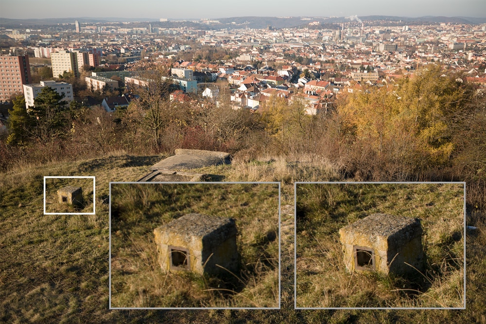 A comparison of two lenses’. Canon 5D Mark IV, Canon 16-35/2.8 Version II (left) and Version III (right), both 1/800 s, f/2.8, ISO 100, focal length 35 mm