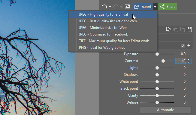 If you have disk space to spare, export pictures at high quality.