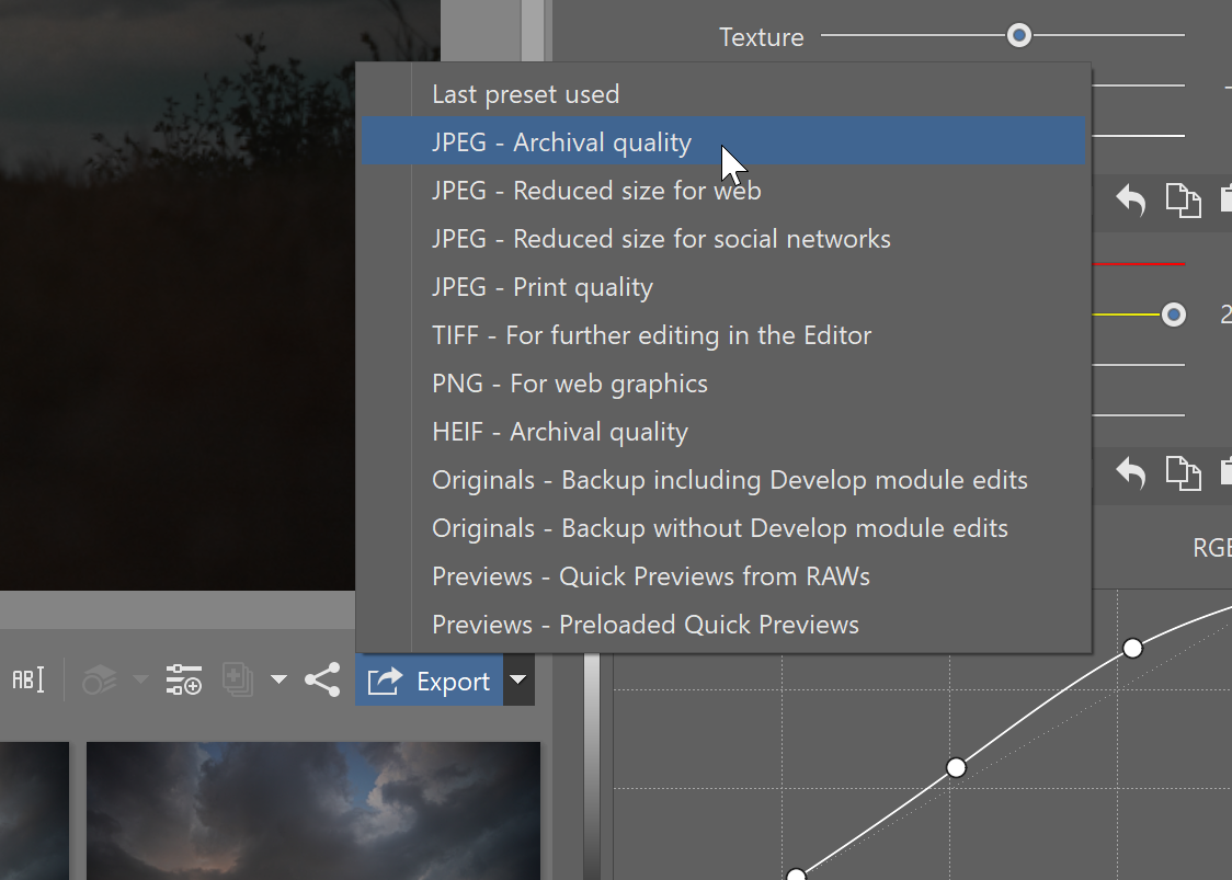 Export images in high quality