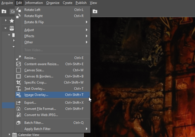 How to Add a Watermark to Photos: Edit menu.