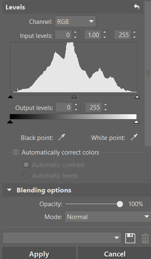 When working with the tools for adjusting brightness and contrast, don’t forget to periodically check that you haven’t cut anything off in the lights or shadows. You can see it in our previous histograms—whenever a picture’s histogram falls off the graph in the lights or shadows, color information is cut off.