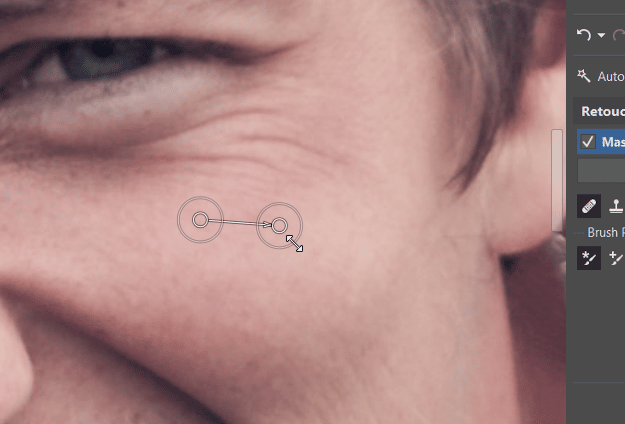 Change the radius for spot retouching at any time.