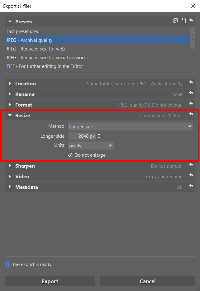 program to resize image to set pixel size