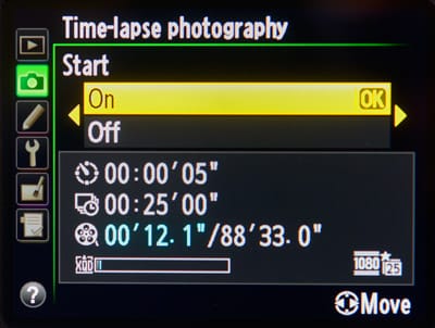 How to Create a Timelapse Video: Nikon settings.