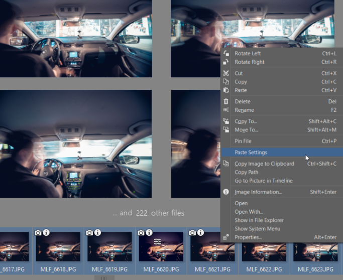 How to Create a Timelapse Video: Paste Settings.