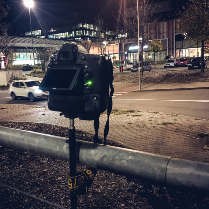 How to Create a Timelapse Video: Camera Setup by a Railing.