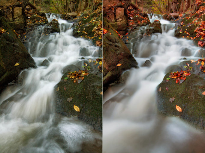 How to photograph motion: Differing exposure times for flowing water.