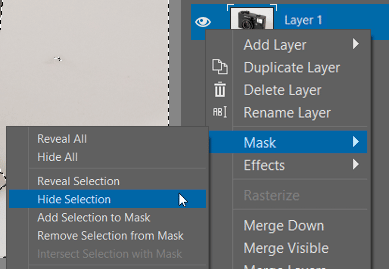 How to Crop Product Photos: Hide Selection in the Mask submenu.