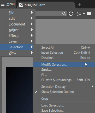 How to Crop Product Photos: Modify Selection in the main menu.