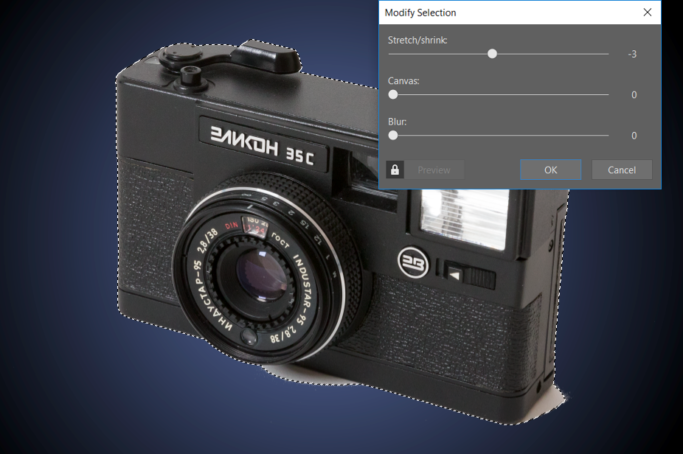 How to Crop Product Photos: The Modify Selection window.