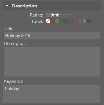 Sort your pictures easily with keywords: inserting a new keyword.