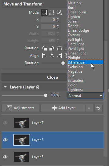 Focus Stacking: setting the Blending Mode.