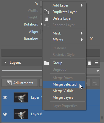 Focus Stacking: merging of layers.
