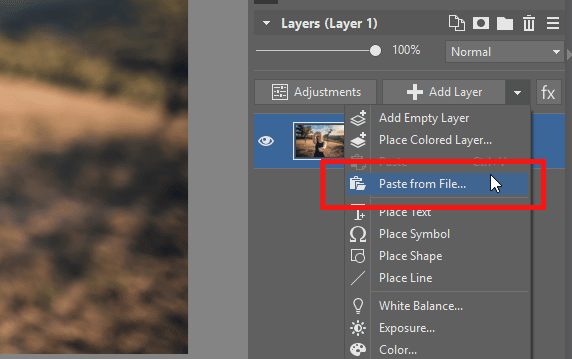 How to place one photo inside another: pasting a picture from file.