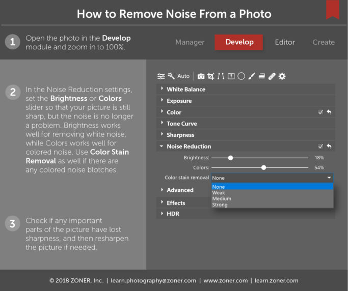 infographic - how to remove noise from photos