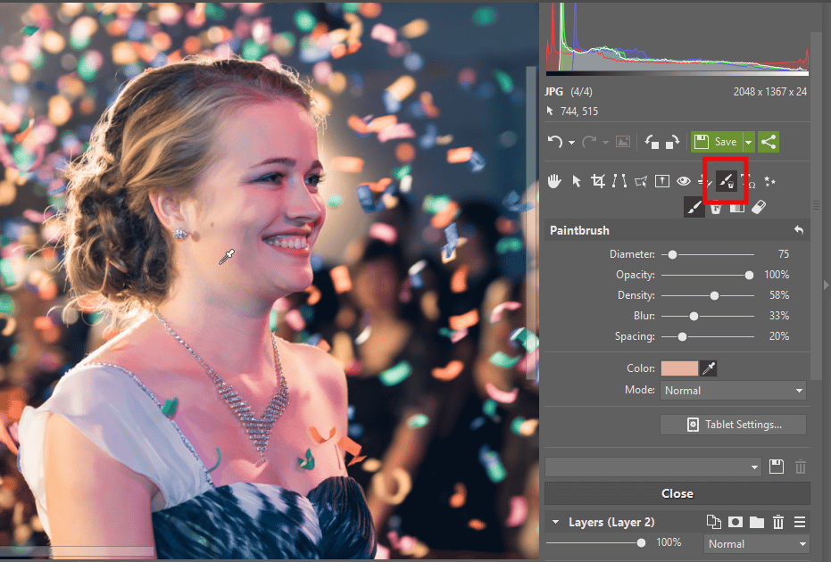 The Best Way to Fix Skin Color in Photos - paintbrush