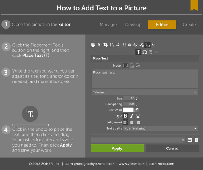 infographic: how to place text to a photo