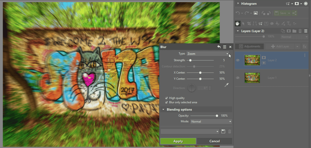 zoom burst in Zoner Studio
