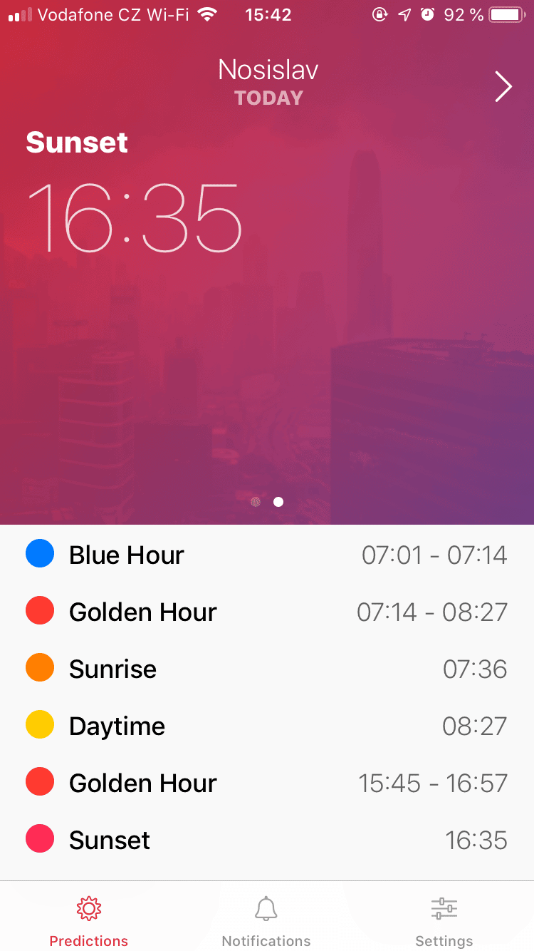 Alpenglow app: it’s really practical to be able to check your phone to see when the sun will set