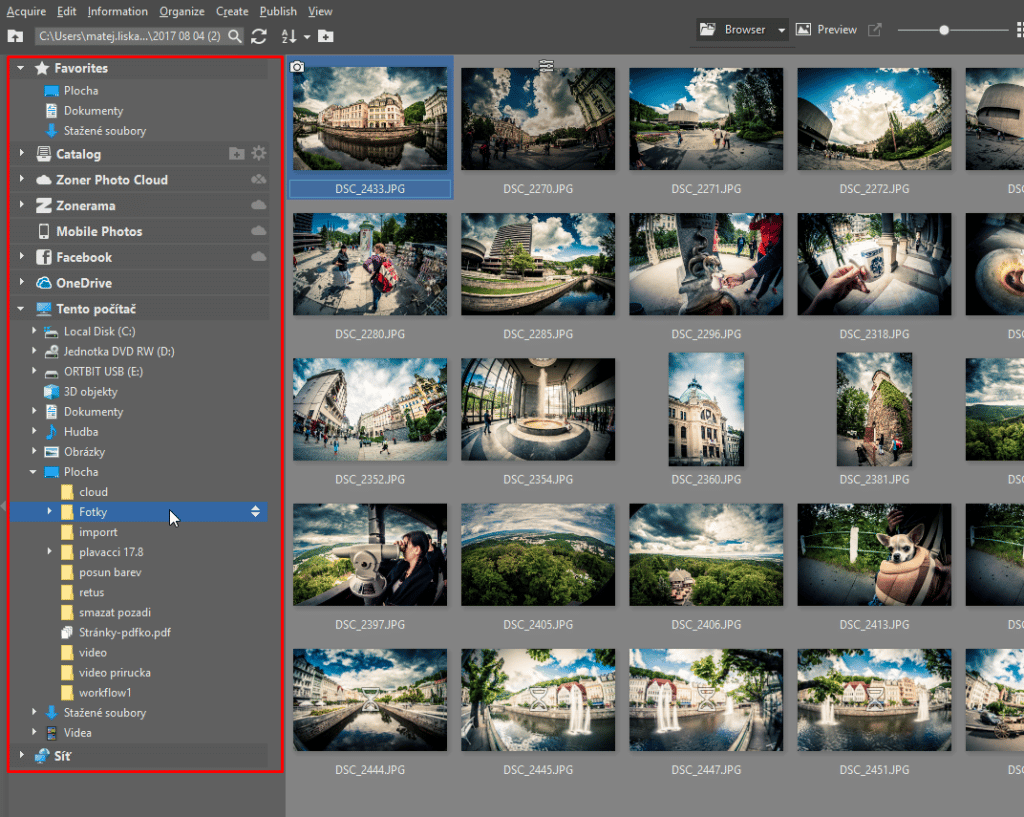 How to Import Photos - left panel